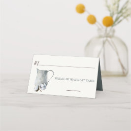 Cotton Stems in Tin Pitcher Wedding Platzkarte