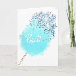 Cotton Süßigkeiten niedlich blaue Glitzer Aquarell Karte