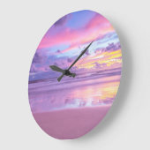 Cotton Süßigkeiten Sonnenaufgang: Strand Blick. Große Wanduhr (Winkel)