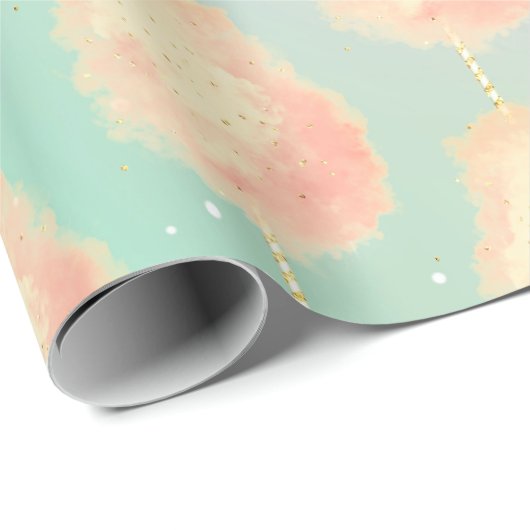 Cotton Süßsternstaub pfirsichfarben aquamarine lil Geschenkpapier (Rolleneckpunkt)