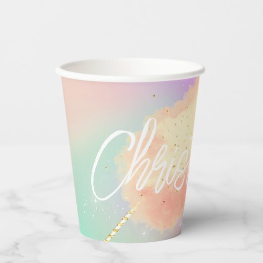 Cotton Süßsternstaub pfirsichfarben aquamarine lil Pappbecher (Vorderseite)