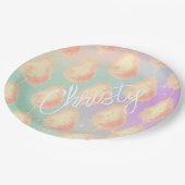 Cotton Süßsternstaub pfirsichfarben aquamarine lil Pappteller (Schrägansicht)