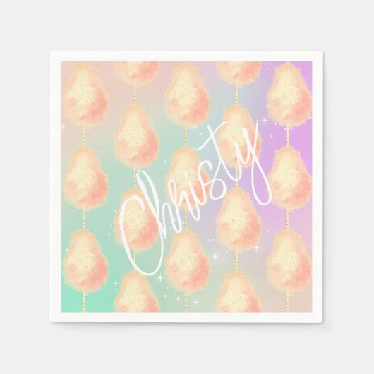 Cotton Süßsternstaub pfirsichfarben aquamarine lil Serviette (Vorderseite)
