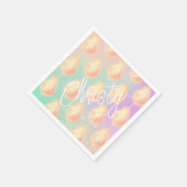 Cotton Süßsternstaub pfirsichfarben aquamarine lil Serviette (Ecke)