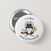 Cotton Top Tamarin Affe Cartoon Illustration Button (Vorne & Hinten)