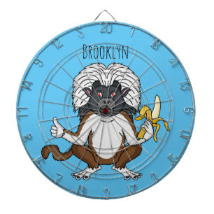 Cotton Top Tamarin Affe Cartoon Illustration Dartscheibe