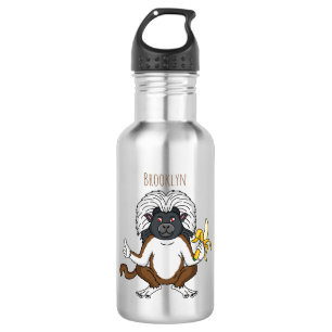 Cotton Top Tamarin Affe Cartoon Illustration Edelstahlflasche
