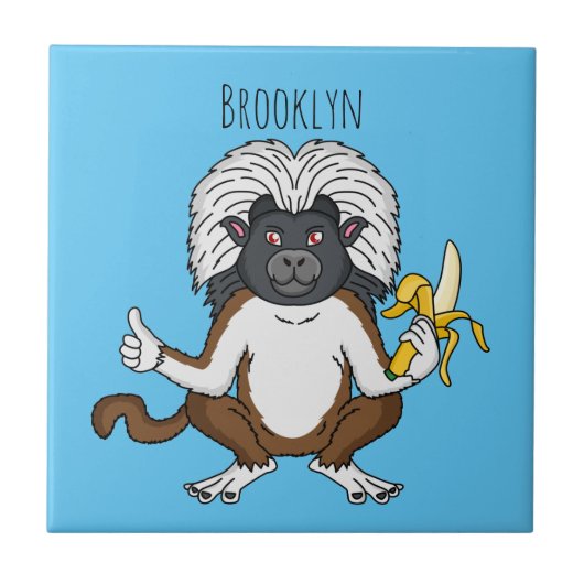 Cotton Top Tamarin Affe Cartoon Illustration Fliese (Vorderseite)
