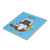Cotton Top Tamarin Affe Cartoon Illustration Fliese (Seite)