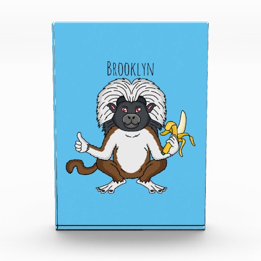 Cotton Top Tamarin Affe Cartoon Illustration Fotoblock (Vorderseite)