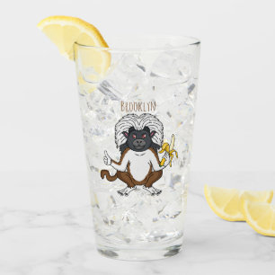 Cotton Top Tamarin Affe Cartoon Illustration Glas