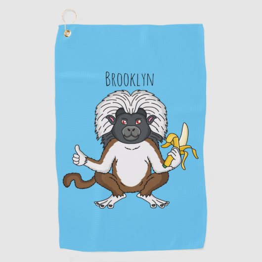 Cotton Top Tamarin Affe Cartoon Illustration Golfhandtuch (Vorderseite)