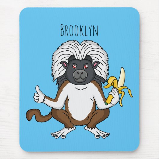 Cotton Top Tamarin Affe Cartoon Illustration Mousepad (Vorne)