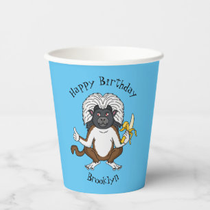 Cotton Top Tamarin Affe Cartoon Illustration Pappbecher