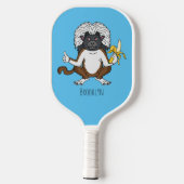 Cotton Top Tamarin Affe Cartoon Illustration Pickleball Schläger (Rückseite)