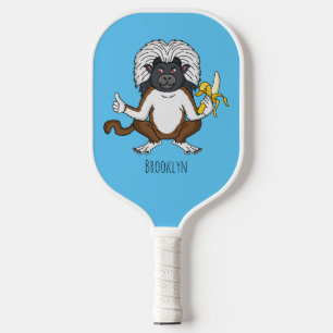 Cotton Top Tamarin Affe Cartoon Illustration Pickleball Schläger