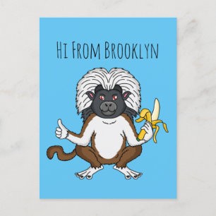Cotton Top Tamarin Affe Cartoon Illustration Postkarte