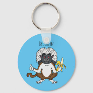 Cotton Top Tamarin Affe Cartoon Illustration Schlüsselanhänger