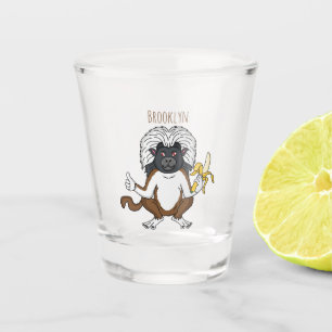 Cotton Top Tamarin Affe Cartoon Illustration Schnapsglas