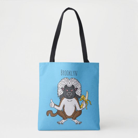 Cotton Top Tamarin Affe Cartoon Illustration Tasche (Vorderseite)