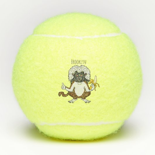 Cotton Top Tamarin Affe Cartoon Illustration Tennisbälle (Vorderseite)