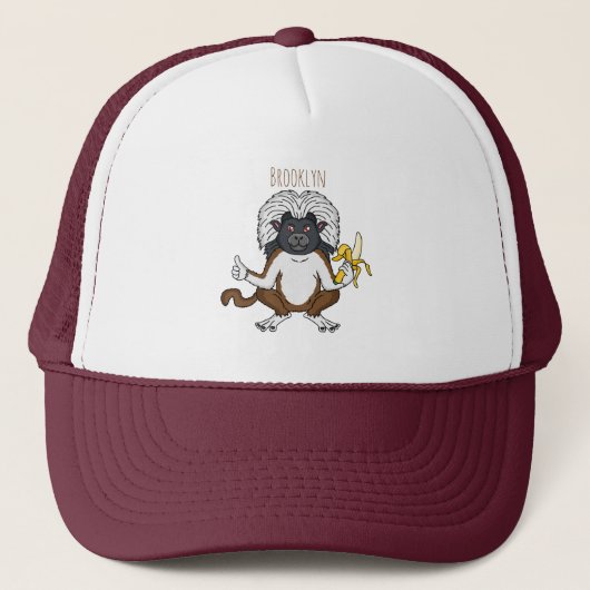 Cotton Top Tamarin Affe Cartoon Illustration Truckerkappe (Vorderseite)