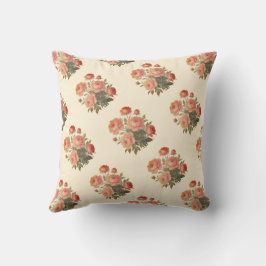 Cotton Vintag Floral Pink Peonys Kissen