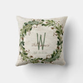 Cotton Wreath Birch Bark Monogram Wedepake Kissen (Rückseite)