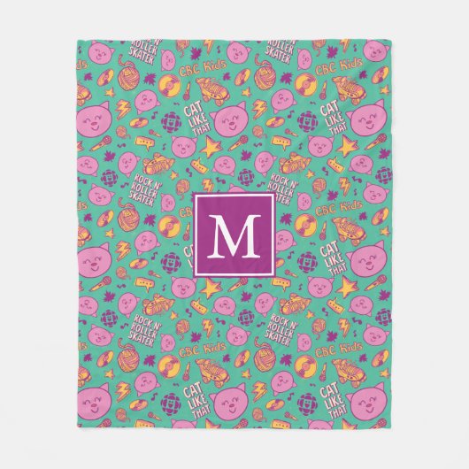 Cottonball Muster Monogram Fleece Blanket (Vorderseite)