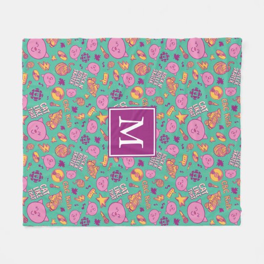 Cottonball Muster Monogram Fleece Blanket (Vorderseite (Horizontal))