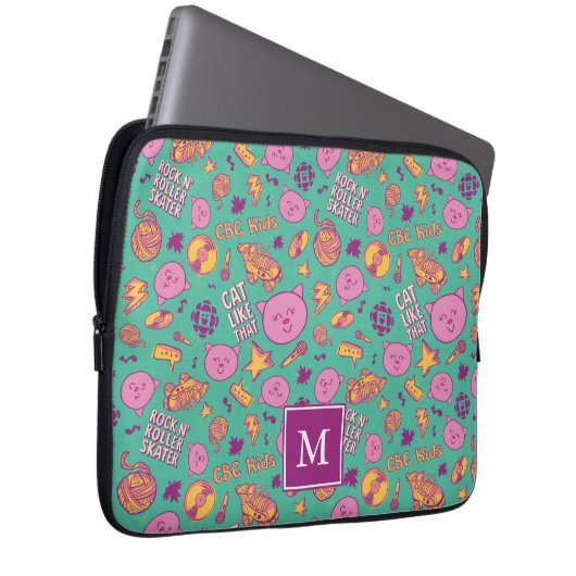 Cottonball-Muster Monogram Laptop Sleeve (Vorne Rechts)