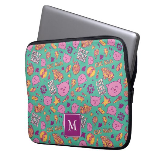 Cottonball-Muster Monogram Laptop Sleeve (Vorderseite Links)