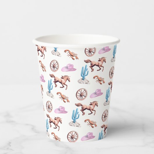 Cottoncandy Western Theme Cowgirl Party Art Pappbecher (Vorderseite)