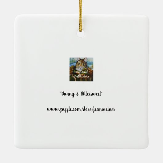 Cottontail Bunny Rabbit Bittersweet Art Keramikornament (Rückseite)