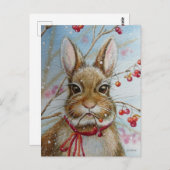 Cottontail Bunny Rabbit Bittersweet Art Postkarte (Vorne/Hinten)