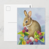 Cottontail Kaninchen und BlackBerry Kunst, Dichtun Postkarte (Vorne/Hinten)