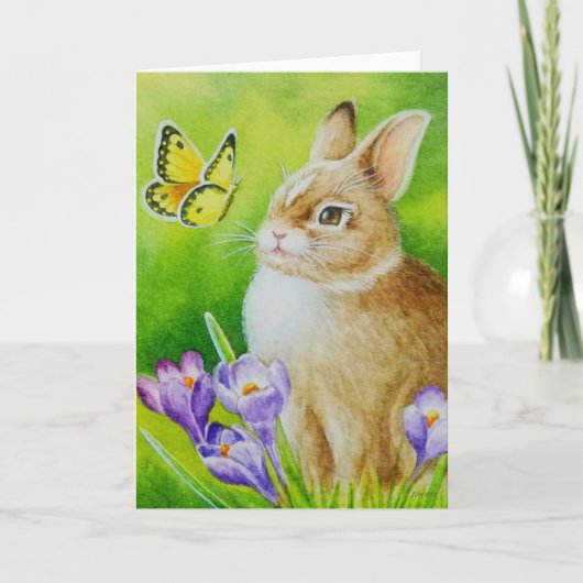 Cottontail Rabbit Butterfly Crocus Karte (Vorderseite)
