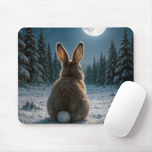 Cottontail Rabbit In Moonlight Mousepad (Mit Mouse)