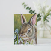 Cottontail Rabbit & Snowdrops Wasserfarben Kunst,  Postkarte (Stehend Vorderseite)