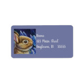 Cottontail Rabbit & Trauben Hyazinth Wasserfarben  Adressaufkleber (Vorne)