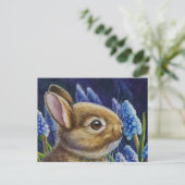 Cottontail Rabbit & Trauben Hyazinth Wasserfarben  Postkarte (Stehend Vorderseite)