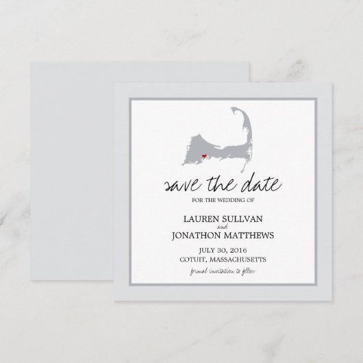 Cotuit Cape Cod Wedding Save the Date (Vorne/Hinten)