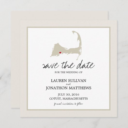 Cotuit Cape Cod Wedding Save the Date (Vorne/Hinten)