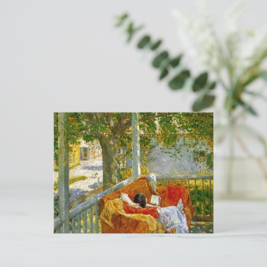 Couch auf der Porch, Cos Cob von Frederick Hassam Postkarte (Stehend Vorderseite)