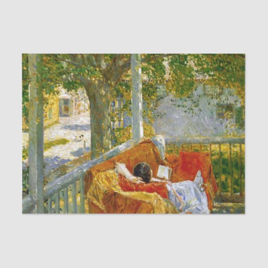 Couch auf der Porch, Cos Cob von Frederick Hassam Seidenpapier (Vorderseite)