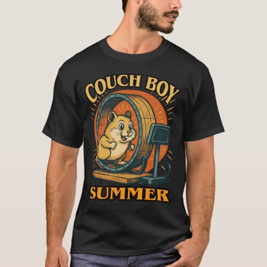 Couch Boy Summer — Lazy Vibes Hamster on the Move T-Shirt (Vorderseite)