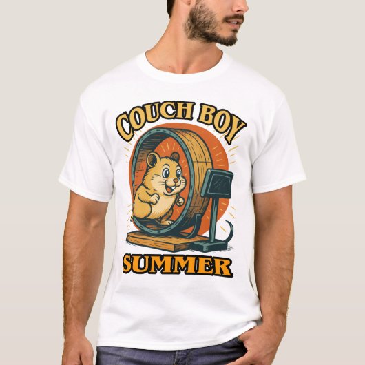 Couch Boy Summer — Lazy Vibes Hamster on the Move T-Shirt (Vorderseite)