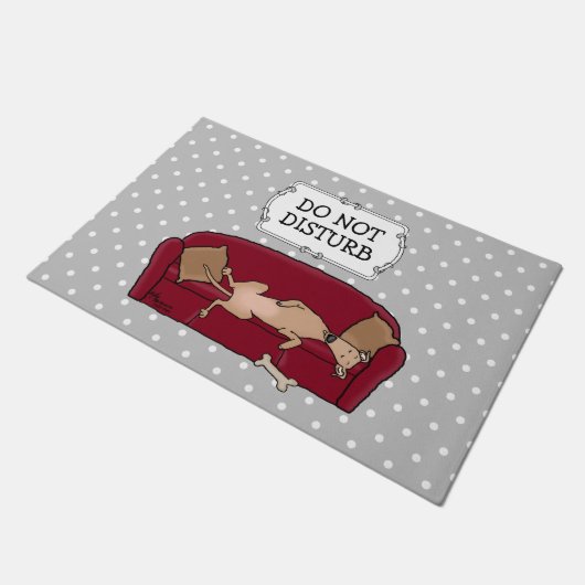 Couch Greyhound (fawn) Dog Lazy Sleeping Funny Fußmatte (Schrägansicht)