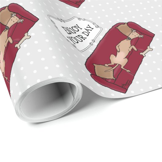 Couch Greyhound (fawn) Dog Lazy Sleeping Funny Geschenkpapier (Rolleneckpunkt)