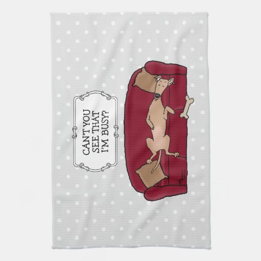 Couch Greyhound (fawn) Dog Lazy Sleeping Funny Geschirrtuch (Vertikal)